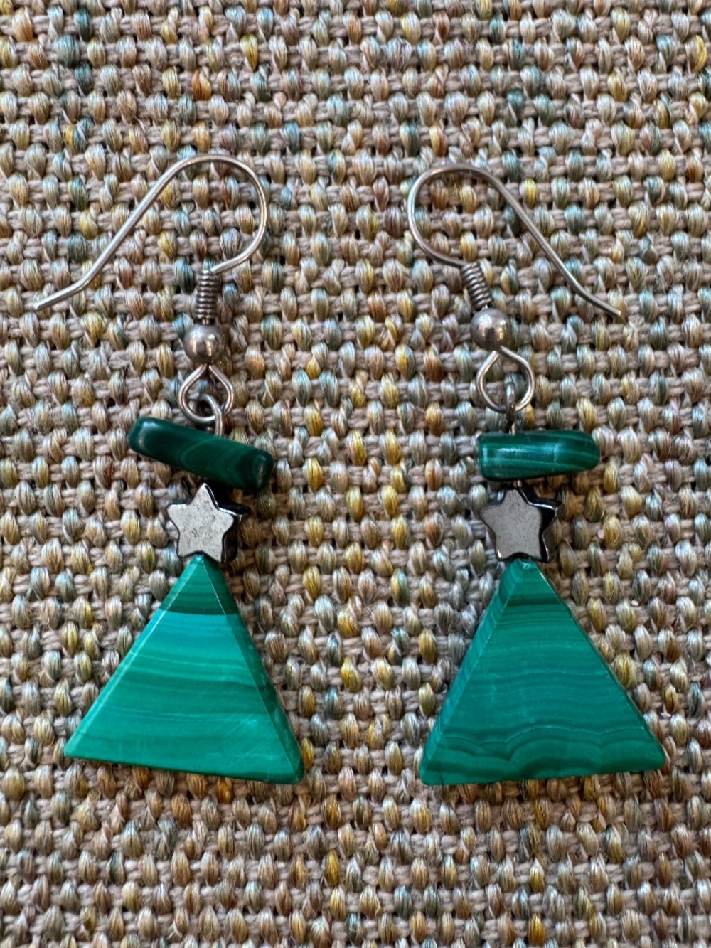 80s Jade triangle  Earrings